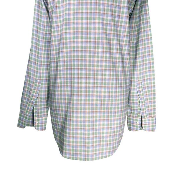 Sid Mashburn Mens Shirt Large Green Blue Plaid Slim Fit Button Up Long Sleeve - Picture 9 of 9